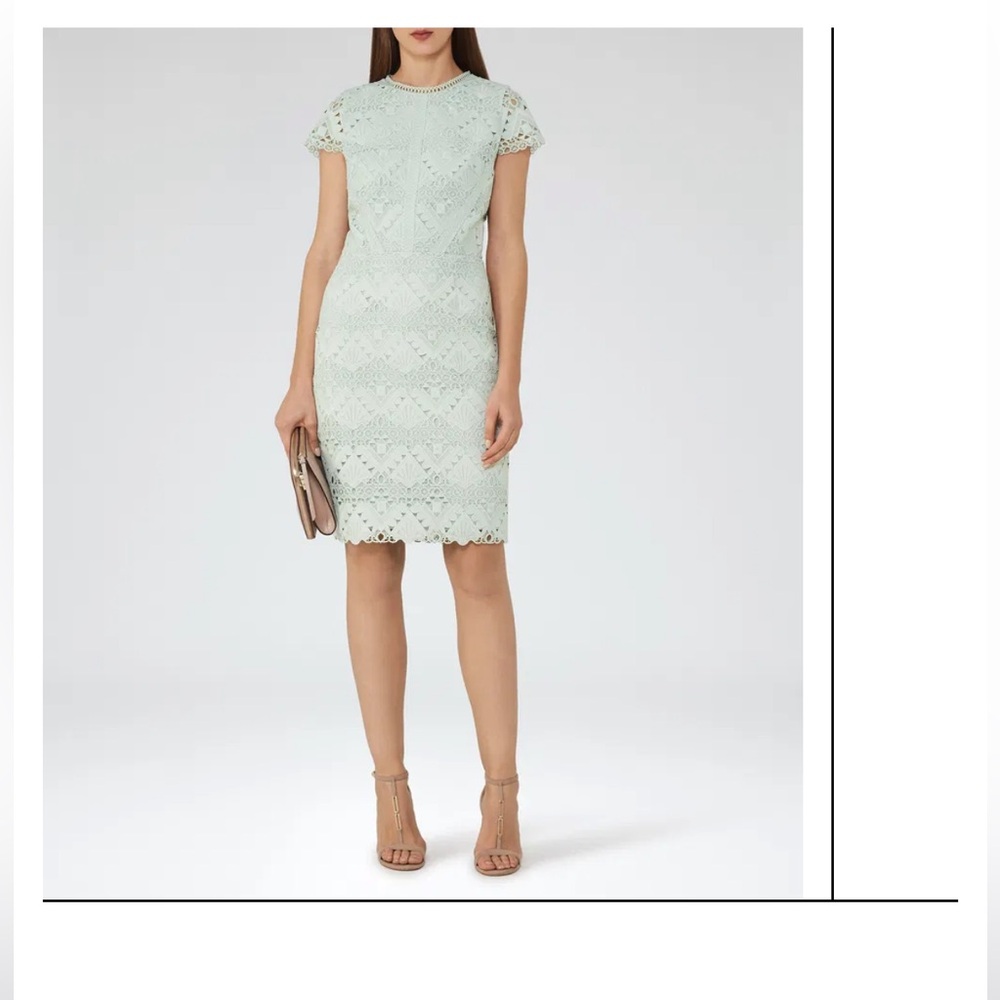 Reiss Lace Midi Dress in Mint Green